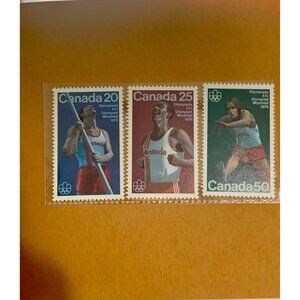 1976 Montreal Olympics Canada Stamp Set - 20¢ 25¢ 50¢ - Track & Field